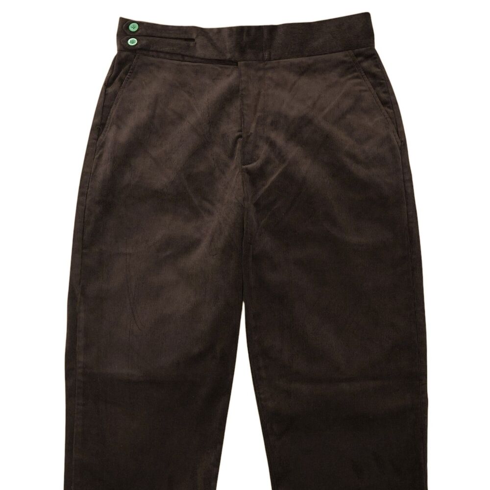 Mens 32 Gurkha Pants Brown Corduroy High Waist Flat Front Straight Fit Trousers